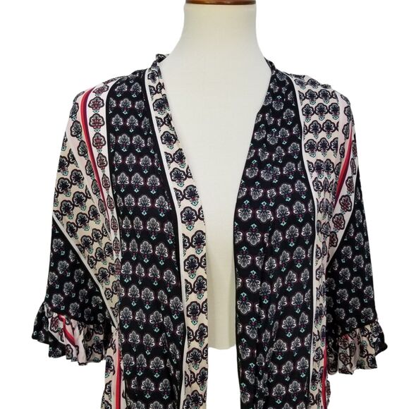 JOSIE NATORI NEW Women's Floral Print Robe Loungewear Short Sleeve Rayon Size S - Picture 6 of 13